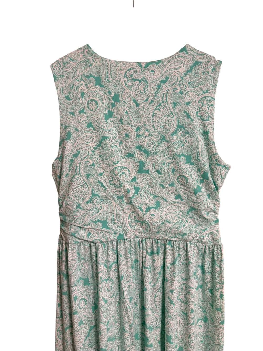Lands’End aqua teal white paisley print crossover wrap sleeveless maxi dress MP - Picture 9 of 11